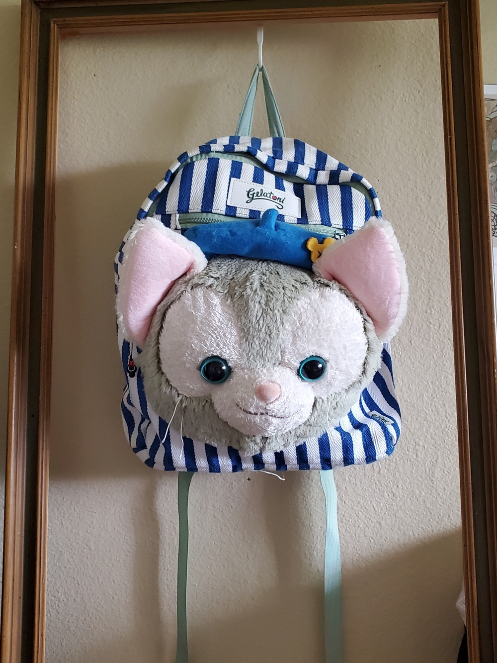 RARE Gelatoni Tokyo Disney Sea Striped Plush Artist Cat Backpack